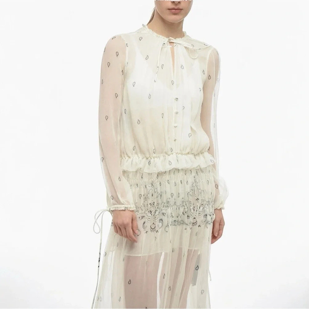 AMIRI Paisley Silk Maxi Dress, White Ivory, NWT, $2000K MSRP, IT 38 - Picture 2 of 11